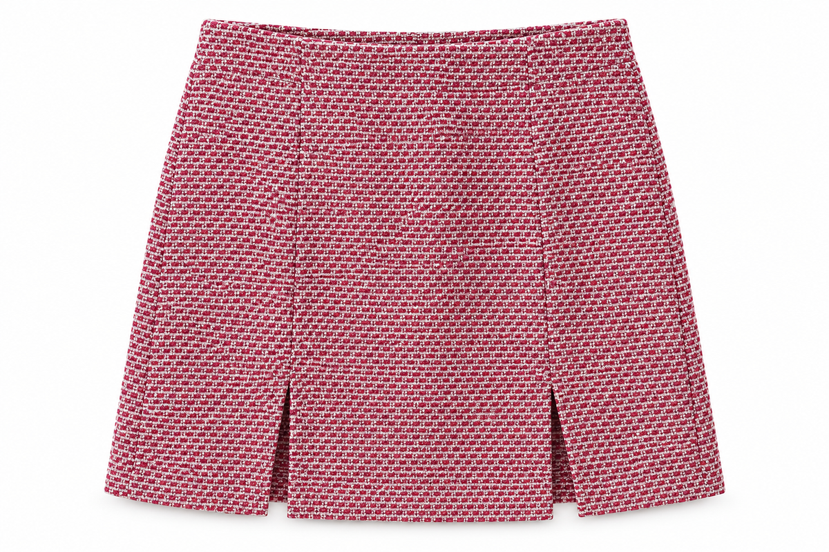 Minifalda Tweed Rosa Fucsia con Aberturas