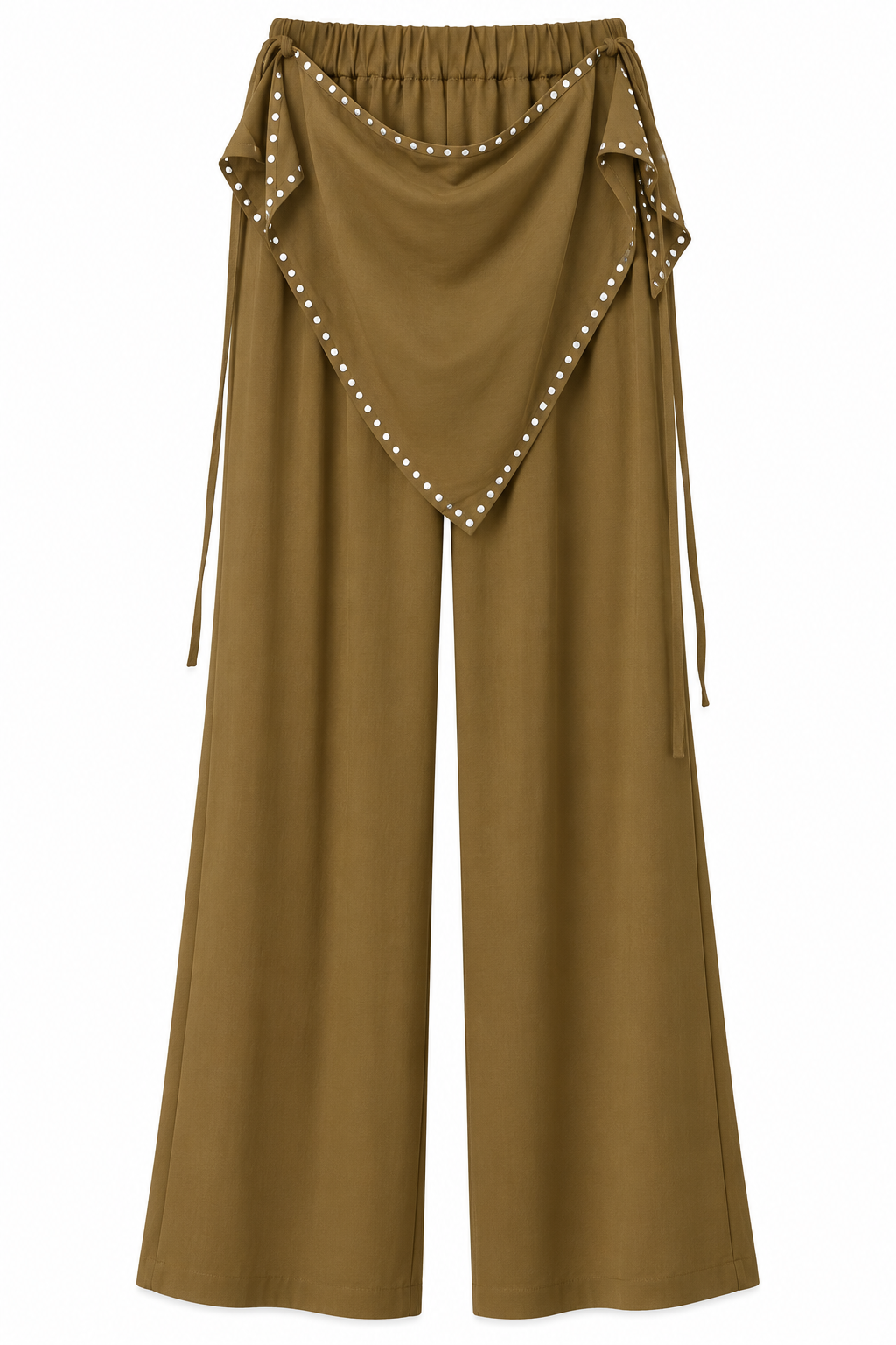 Pantalón Pañuelo con Tachuelas Mostaza Oliva