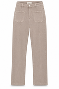 Pantalón taupe tiro alto con bolsillos parche