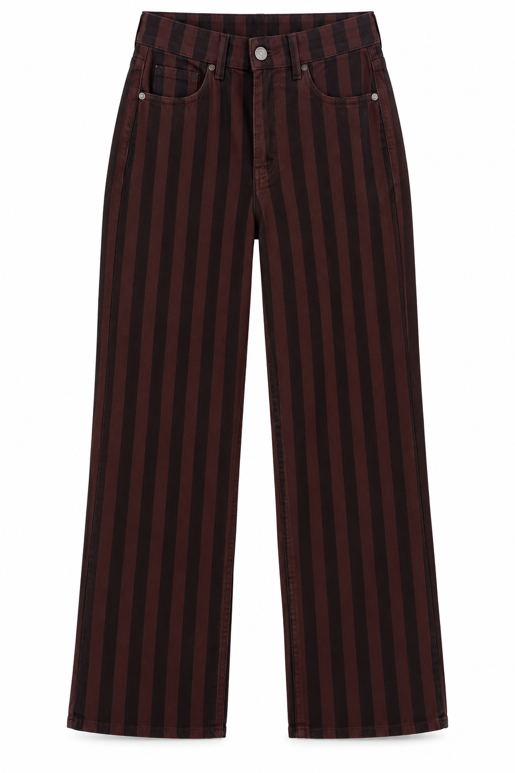 Pantalón Wide Leg Rayas Verticales Negro y marrón