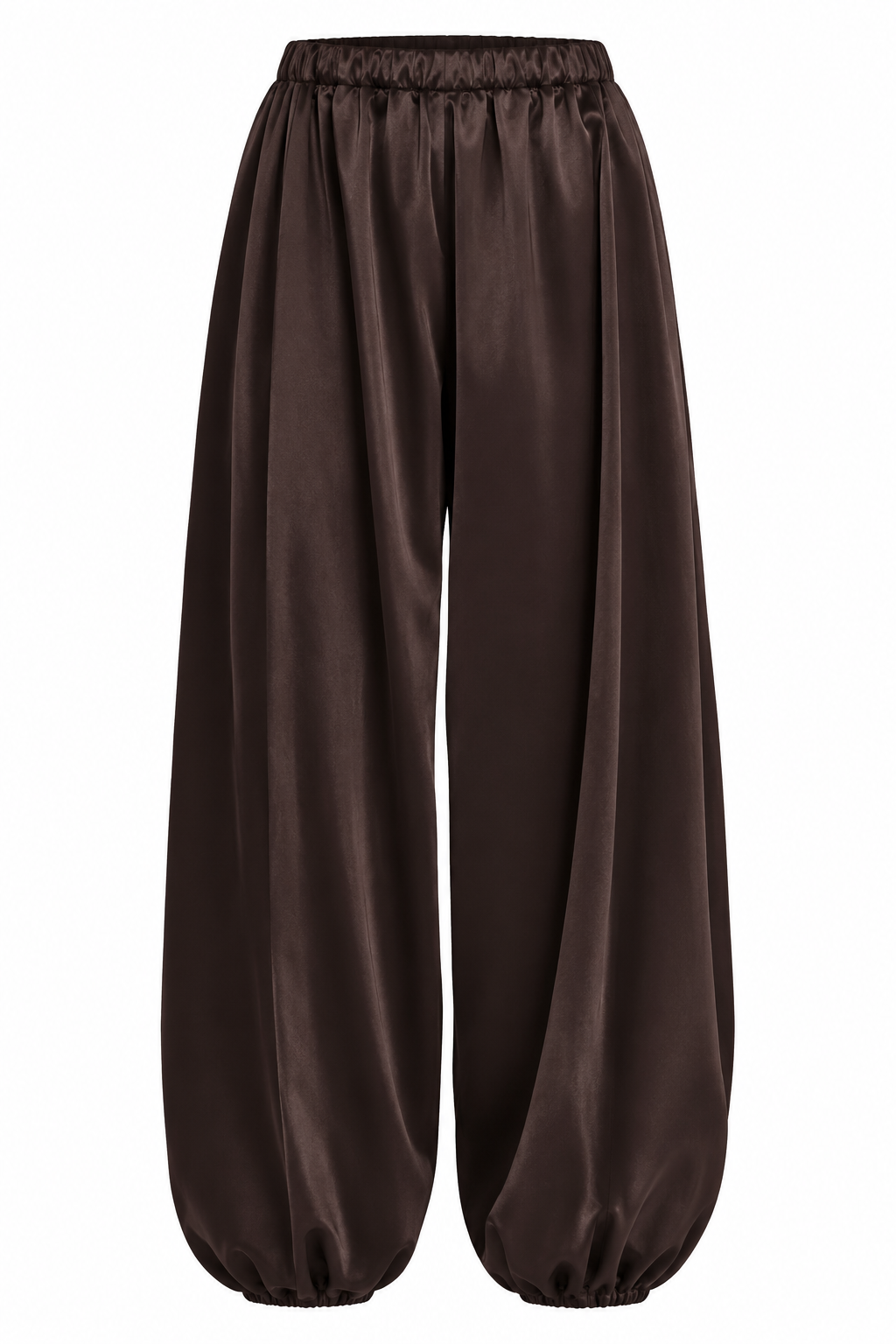 Pantalón Ancho Satén Marrón bombacho