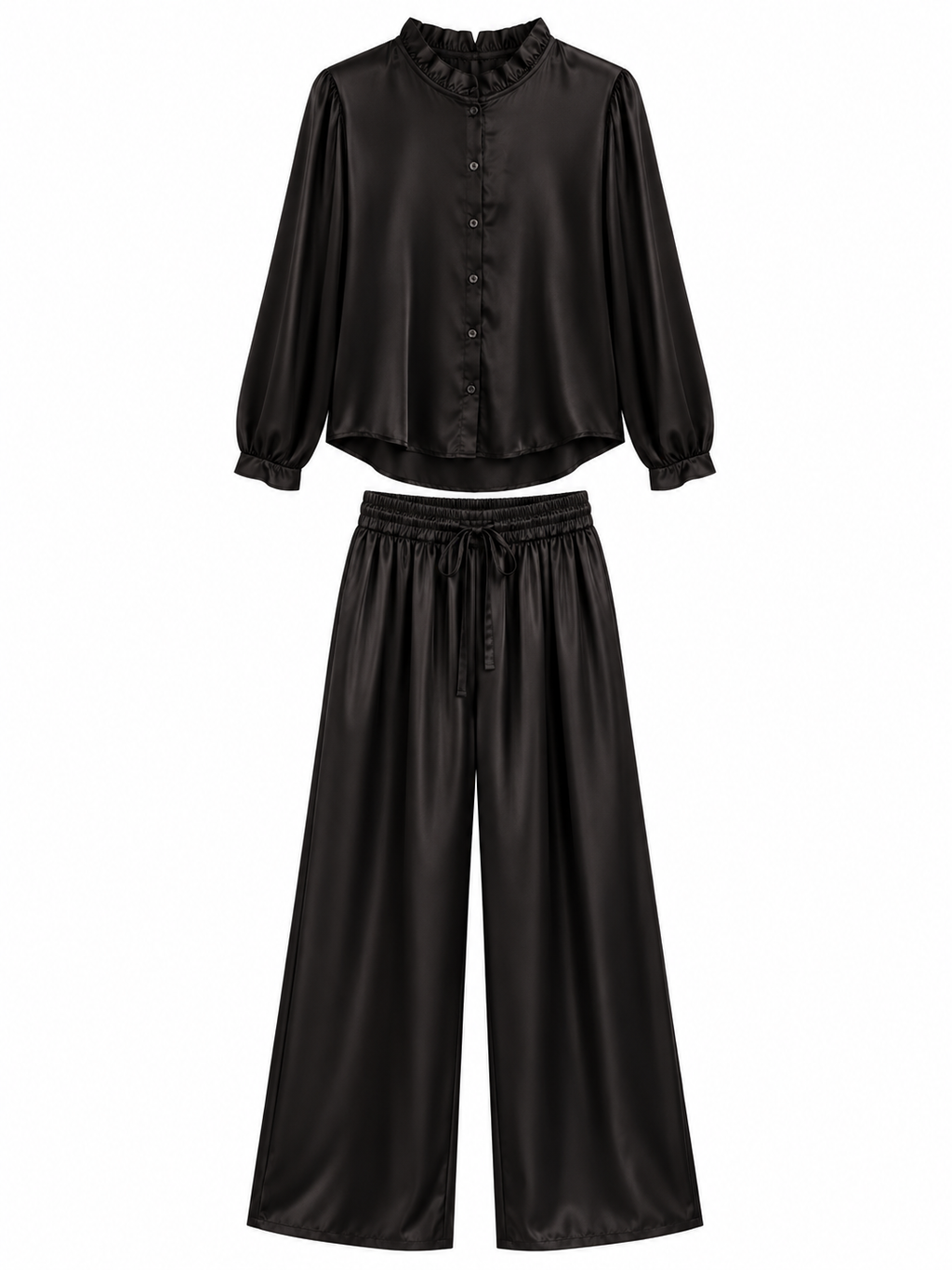 Conjunto Satinado Plisado Burdeos