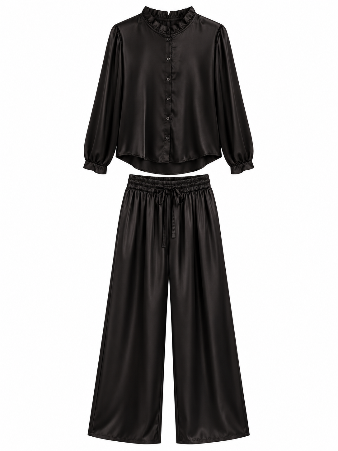 Conjunto Satinado Plisado Burdeos
