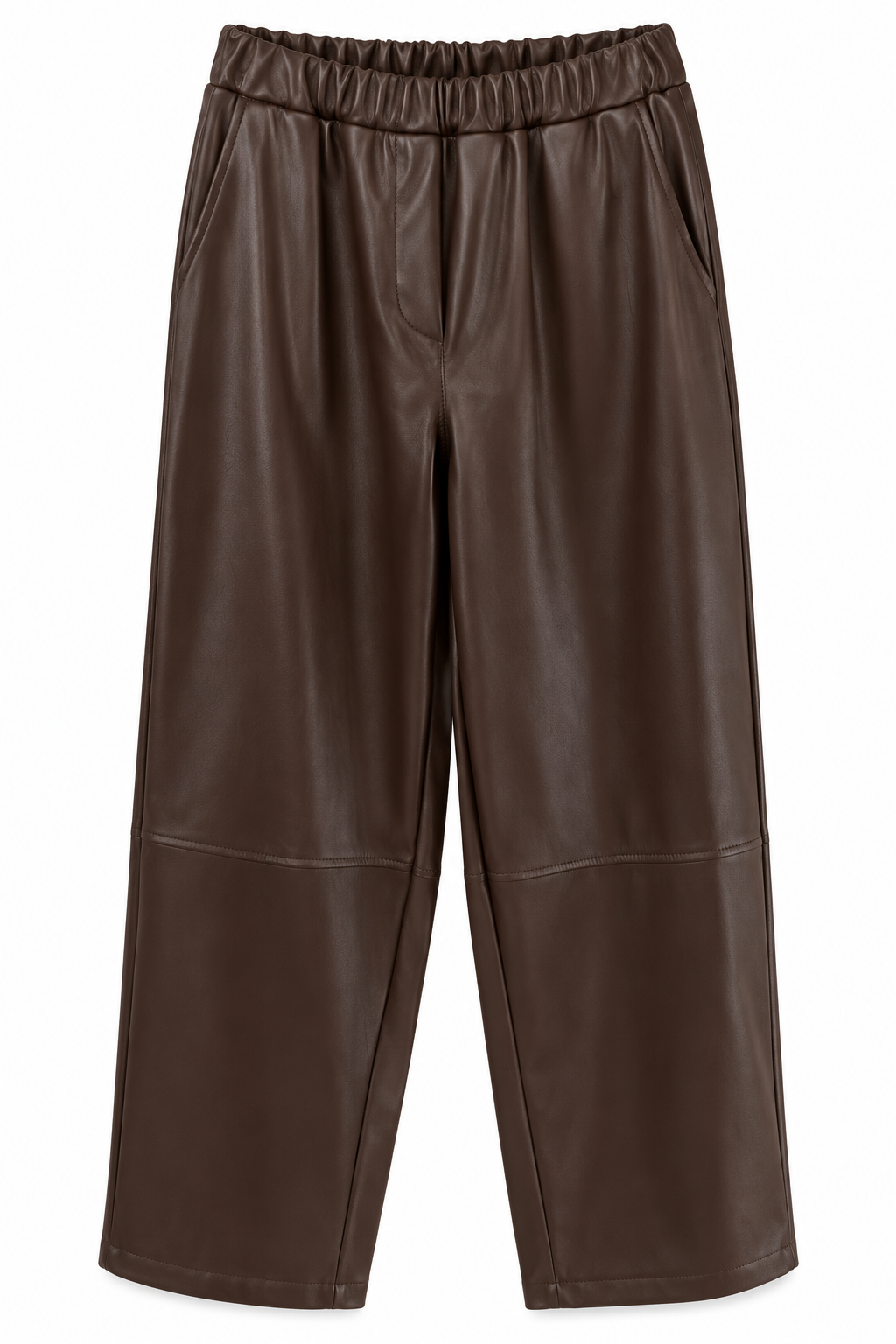 Pantalón Cuero Negro con Cintura Elástica
