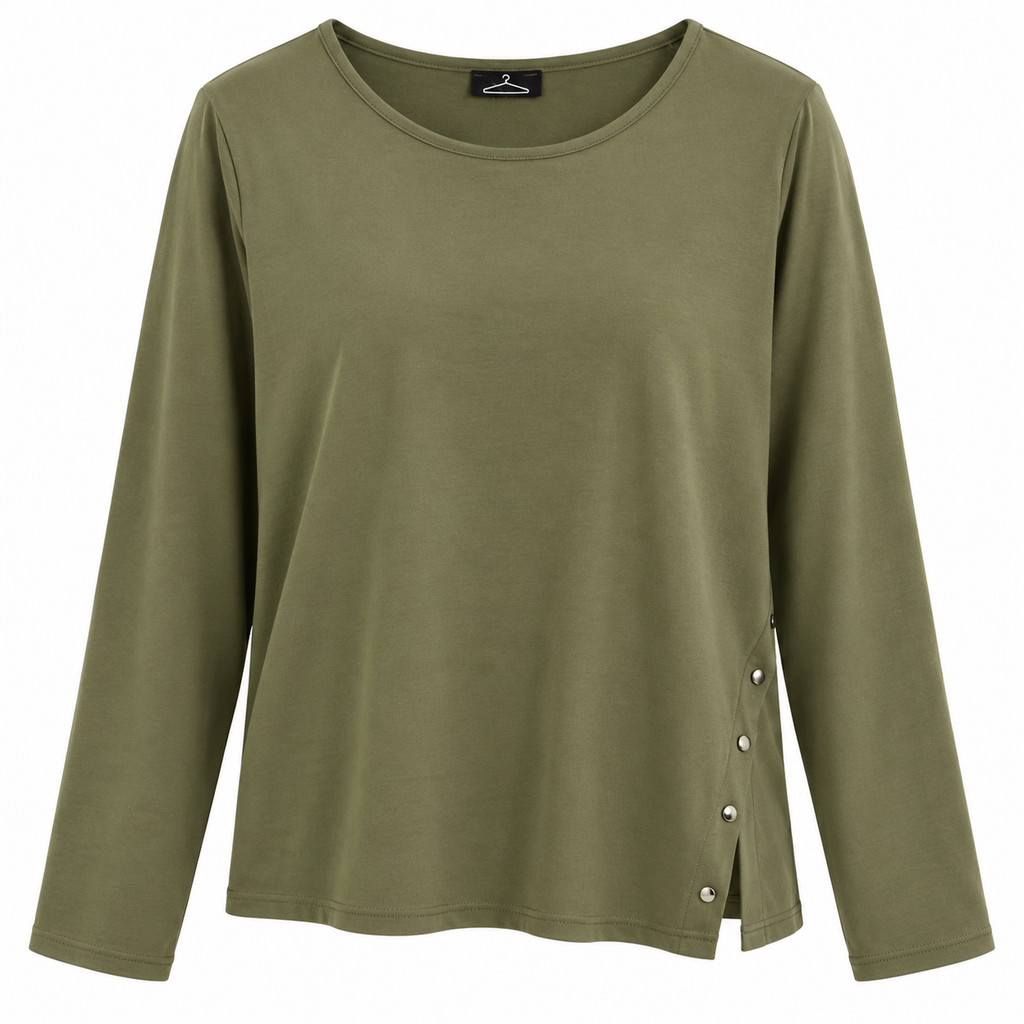 Camiseta Alba Negra de Manga Larga con Botones
