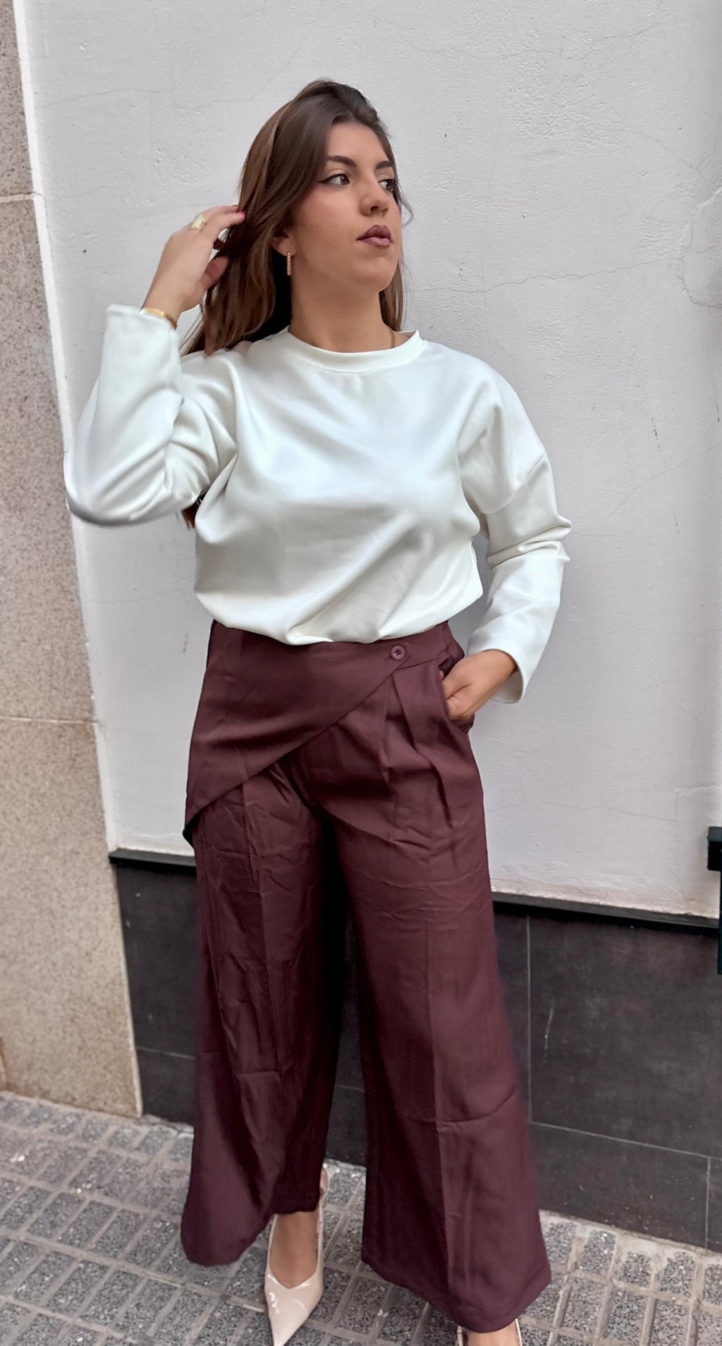 Pantalón pañuelo  Ciruela