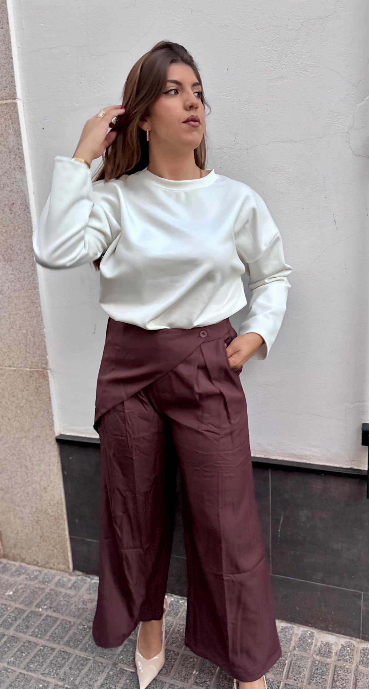 Pantalón pañuelo  Ciruela