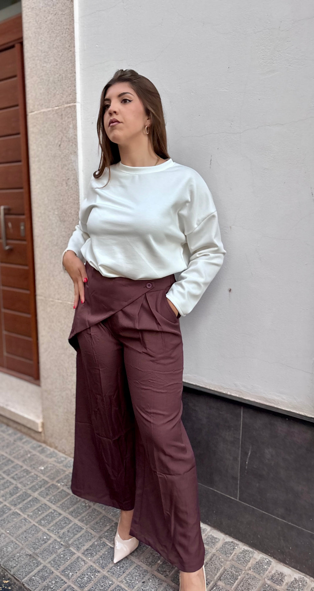 Pantalón pañuelo  Ciruela
