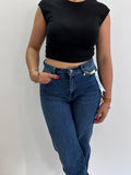 Vaquero Wide Leg Azul Oscuro de Tiro Alto