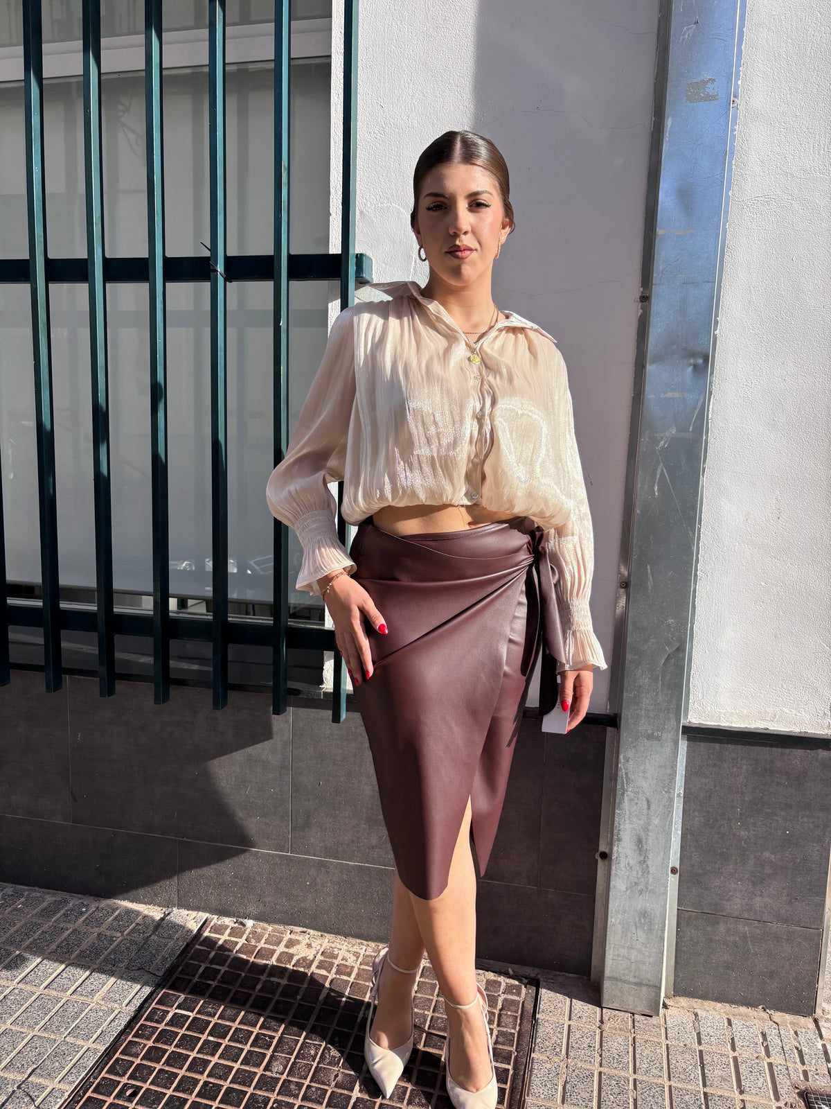 Falda Marina Larga Cruzada de Cuero