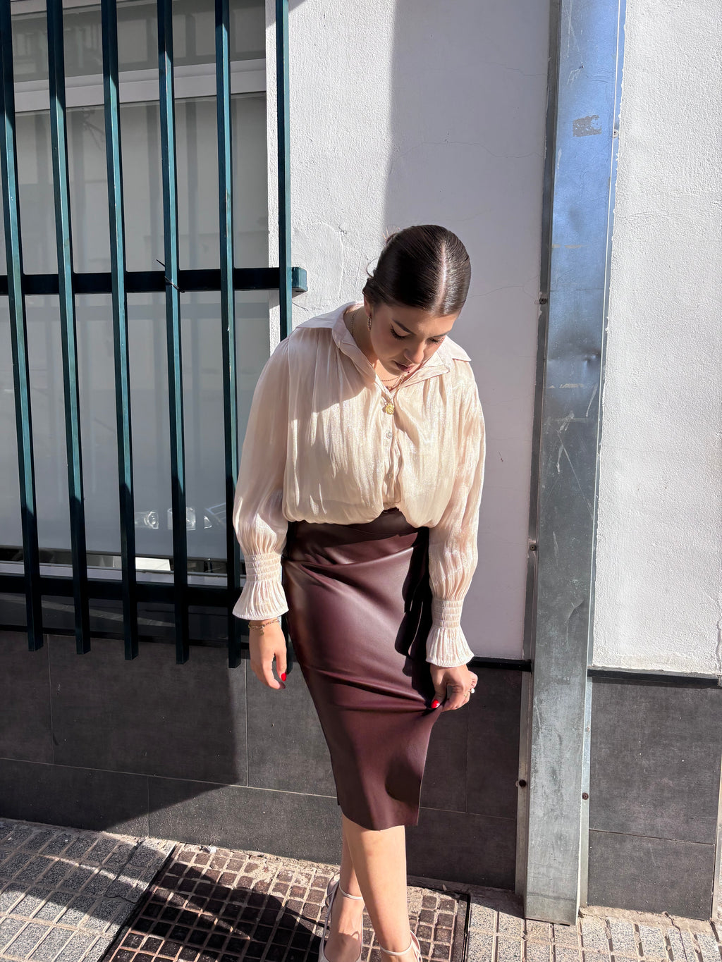 Falda Marina Larga Cruzada de Cuero