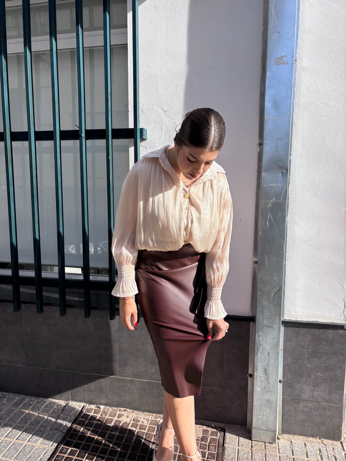 Falda Marina Larga Cruzada de Cuero