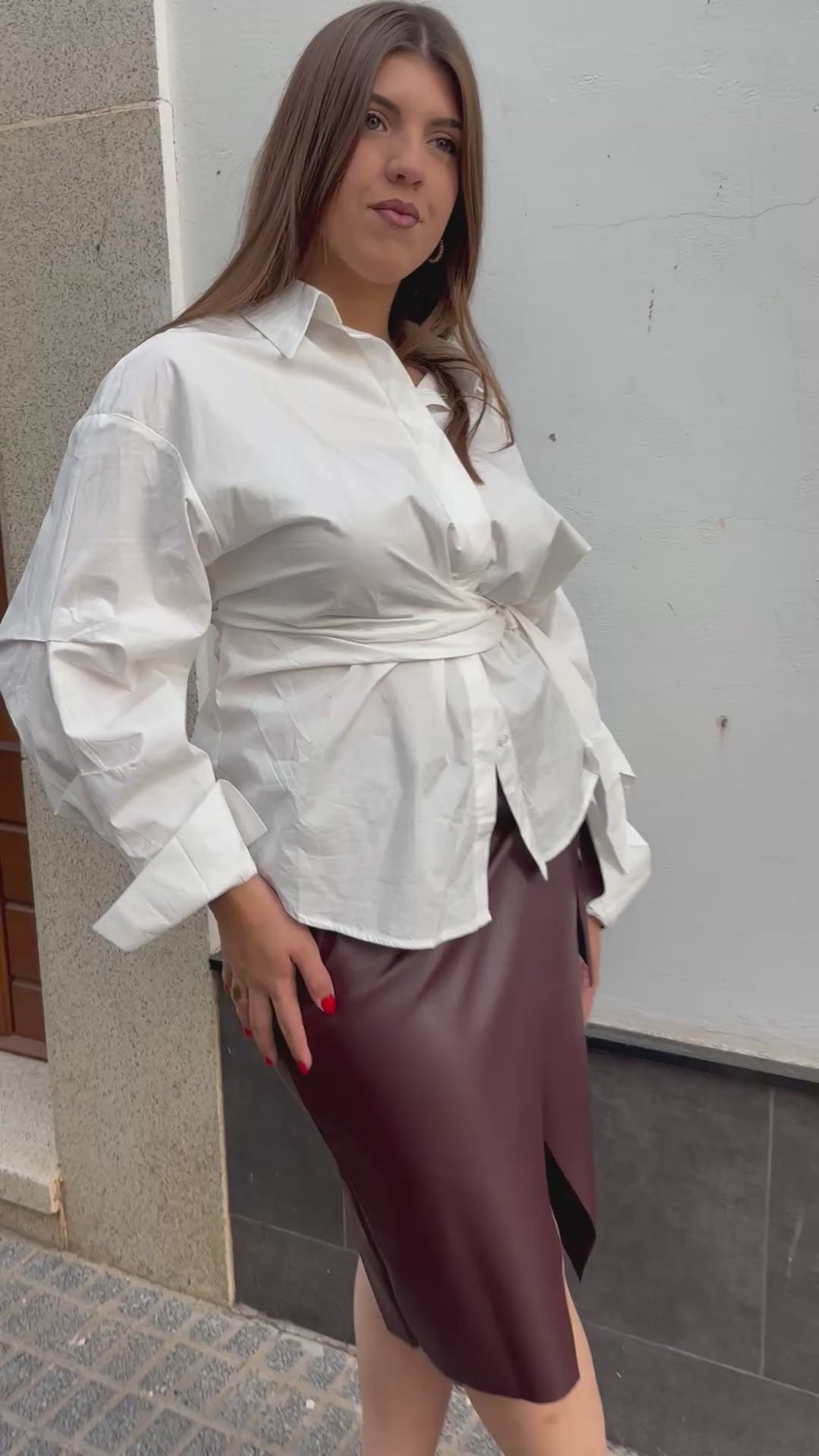 Falda Marina Larga Cruzada de Cuero